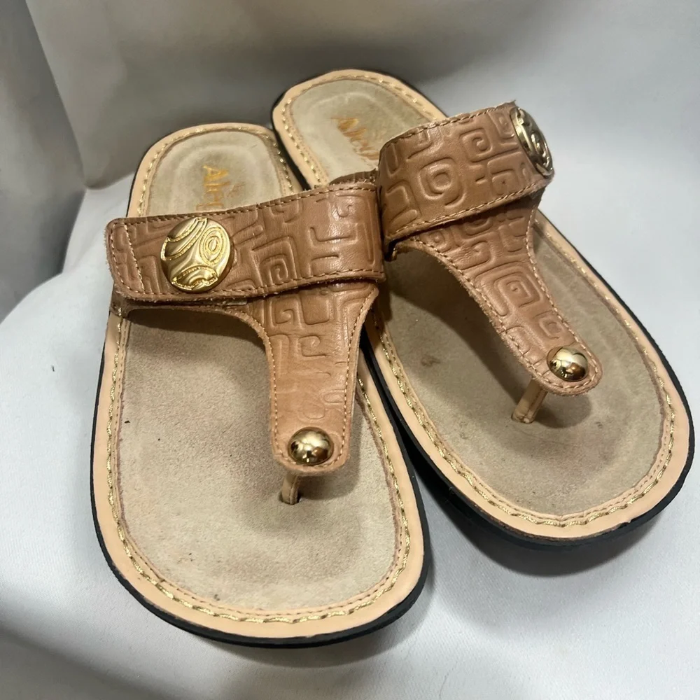 Alegria Carina Tan and Gold Sandals Size 36 - Picture 5 of 8